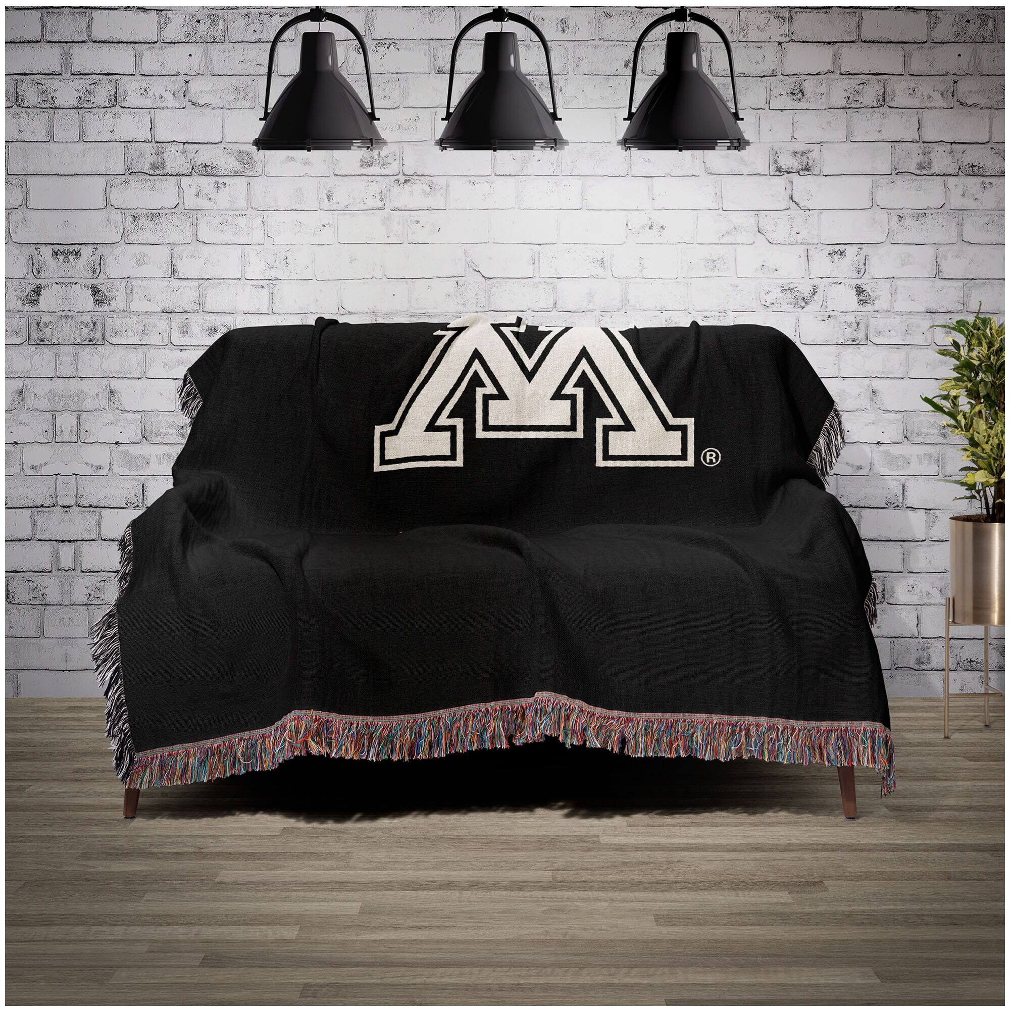 Alt View 1. Chad & Jake - Minnesota Golden Gophers Woven Blanket - Black.