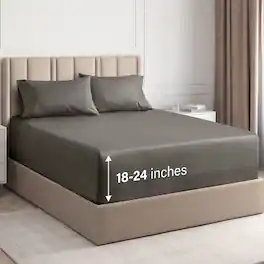 CGK Linens - Extra Deep Pocket 4 Piece Sheet Set - Soft Bed Sheets, Fits 18"-24" Mattresses - Full - Dark Gray