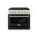 Front. ZLINE - ZLINE Autograph 36 in. Paramount Gas Range with 6 DuoPro Burners w/ Black Door & Gold Accents (PSGRZ-BLM-36-G) - Stainless Steel with Black Matte Door.