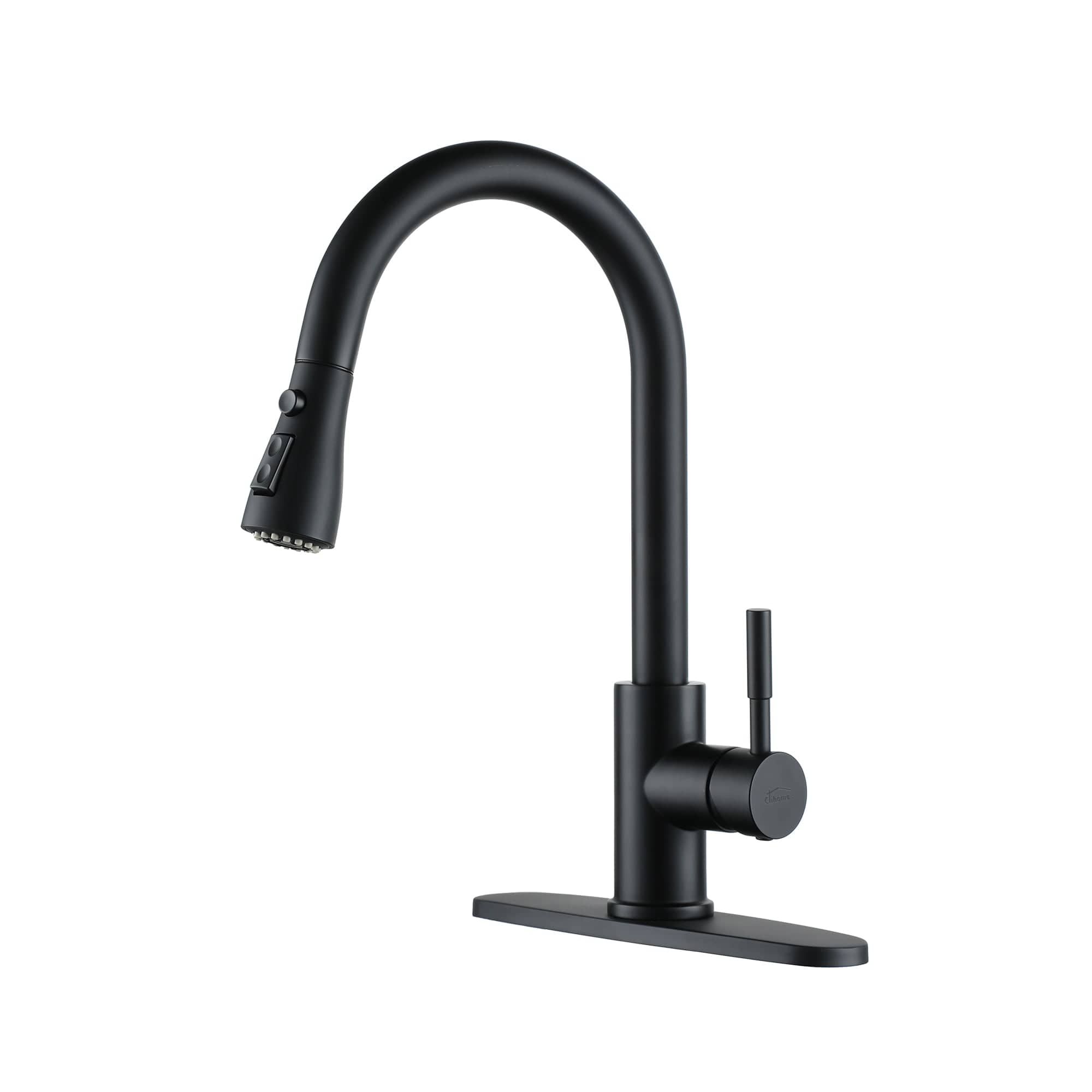 Modern 3-Spray Patterns 1.8 GPM Single Handle Pull Down Sprayer Kitchen Faucet with Deck Plate