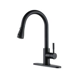 Modern 3-Spray Patterns 1.8 GPM Single Handle Pull Down Sprayer Kitchen Faucet with Deck Plate