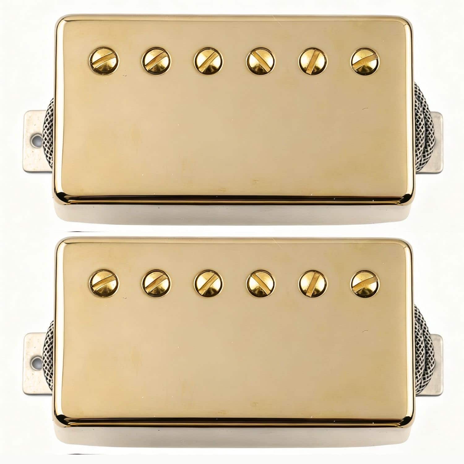 Dazzling Pops - Lp 57 Classic & 57+ Alnico 2 Bridge+neck Guitar Humbucker Paf Pickups Braided Wire Nickel For Les Paul Style - Gold