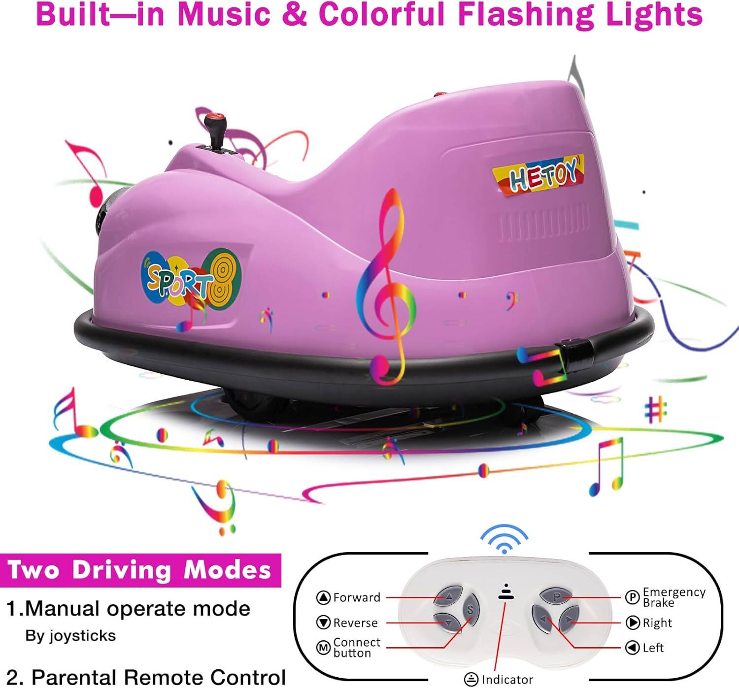 Jojoka 12V Kids Electric Bumper Car, 360° Spinning Ride On Toy with ...