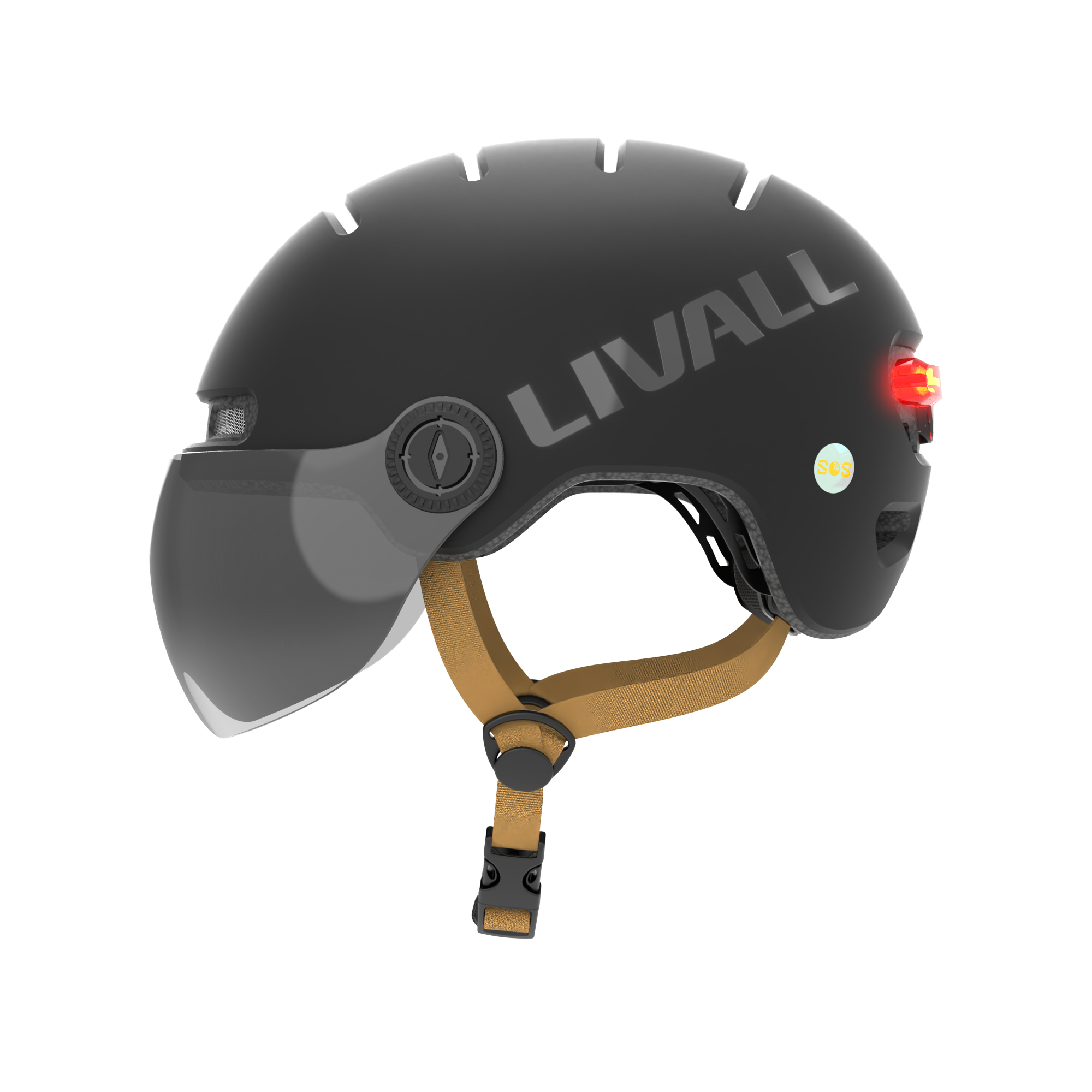 LIVALL - L23 Smart Bike Helmet, LED Lights & Removable Visor, NTA8776 E-Bike Certified, Fall Detection & SOS Alert - Large - Black