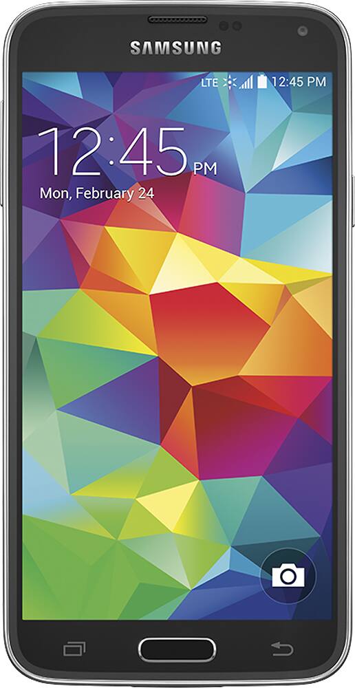 Front. Samsung - Refurbished Galaxy S 5 4G LTE with 16GB Memory Cell Phone - Black.