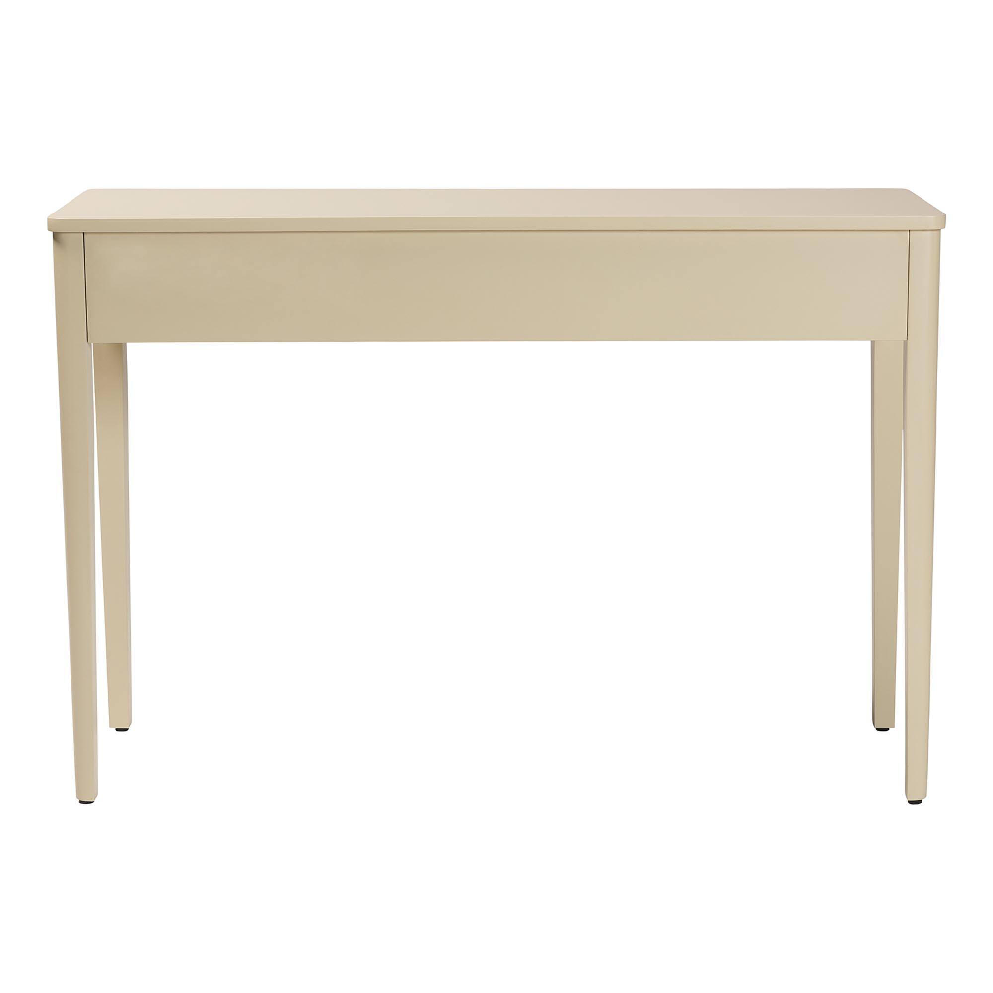Alt View 1. bali & pari - Leeba Console Table - 3-Drawer Accent Table with Fluted Wood and Scalloped Framing for Living Room, Hallway, or Entryway - Beige.