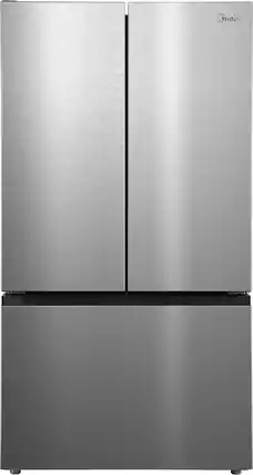 Front. Midea - 36-in Wide Standard-Depth PLUS 32 cu. ft. French Door Refrigerator + Dual Icemaker + Extra-Large Capacity - Stainless Steel.