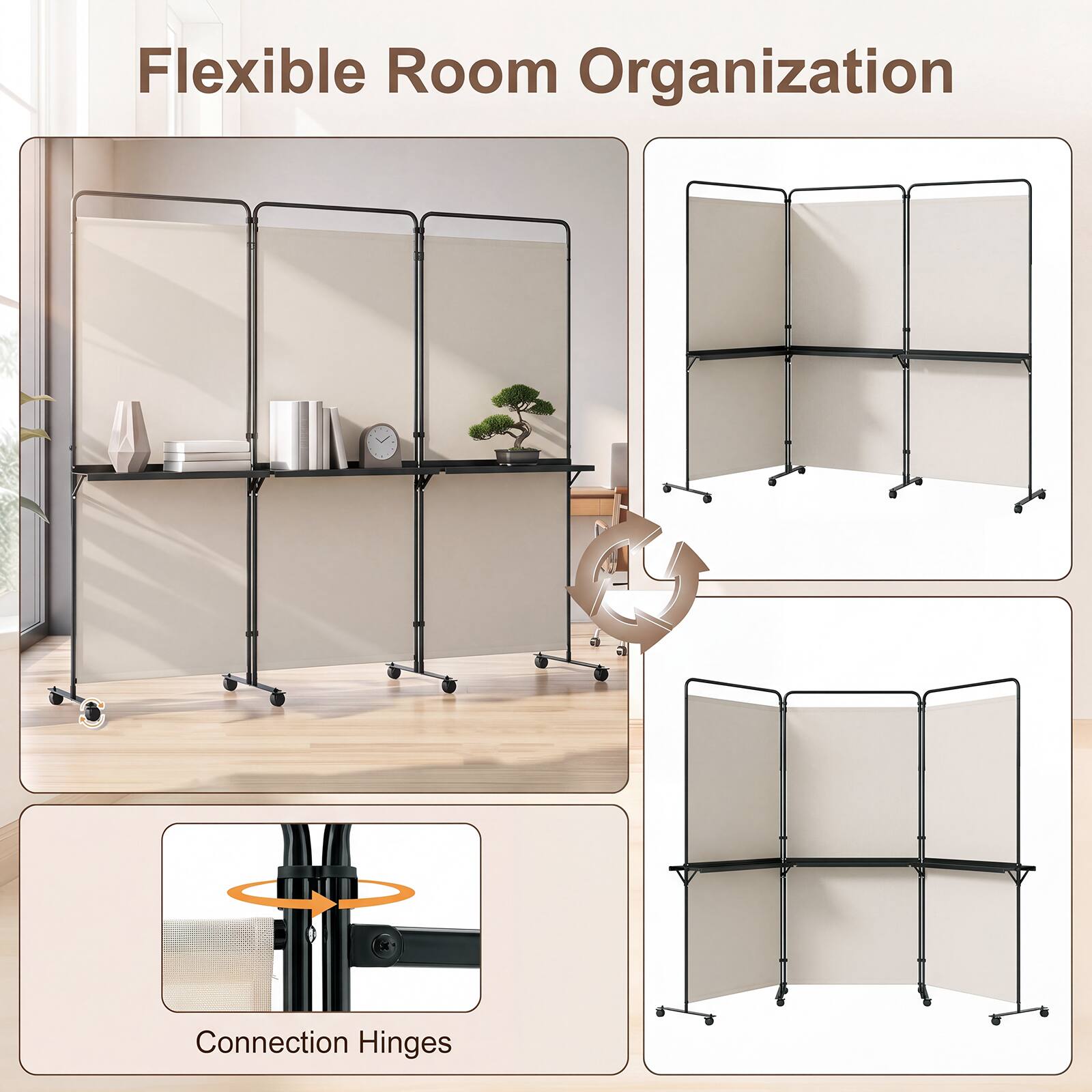 Flexible Room Organization

Connection Hinges
