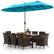 Front. Costway - 11 PCS Patio Wicker Dining Set with Double-Sided Outdoor Umbrella 8 Stackable Chairs - Turquoise + Mix Brown + Beige.