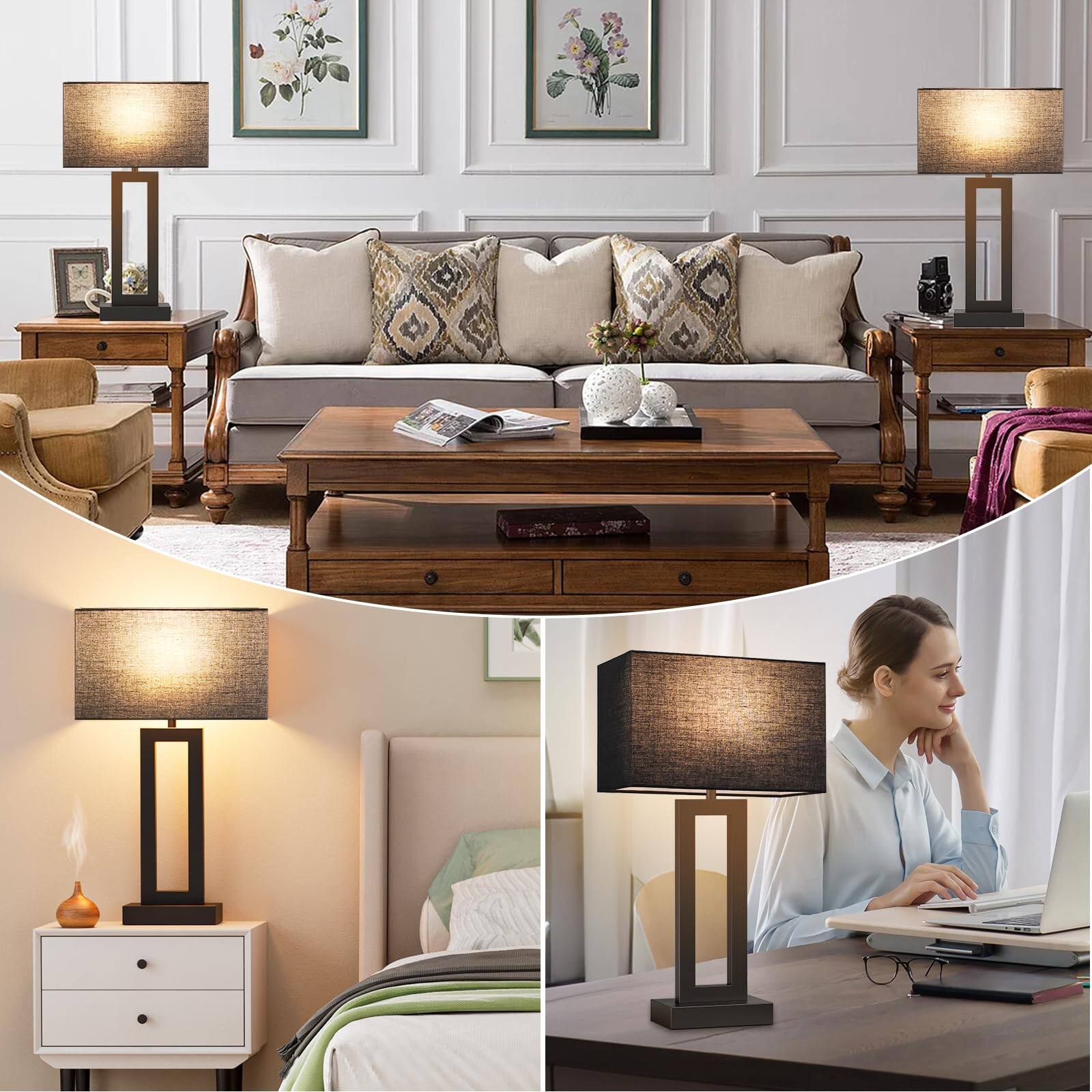 TECH SAFARI Modern Tall Bedside Lamps Touch Control Usb C a Way ...
