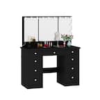 Front. Famapy - Luxe Illuminated Vanity Set w/3-Way Lighting | Silent-Drawer Organization, Eco-Smart Makeup Studio - Black.