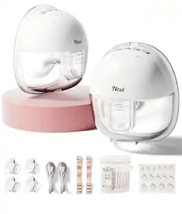 NCVI - Wearable Breast Pump for Moms, <42dB for Office, Home or Travel Use - White