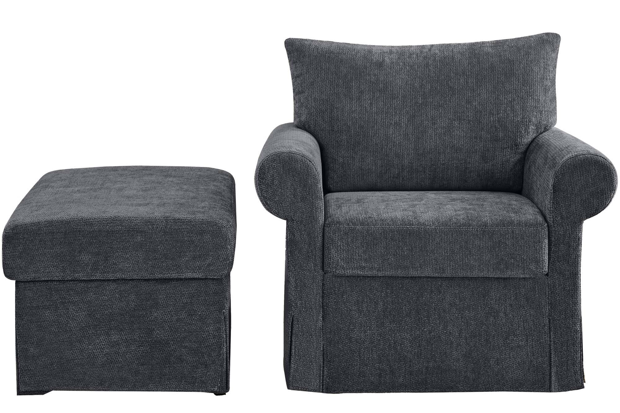 Alt View 7. Forest'nSky - 37.5" Accent Chair Stylish Single Sofa Chair with Ottoman  for Living Room,Grey - Grey.