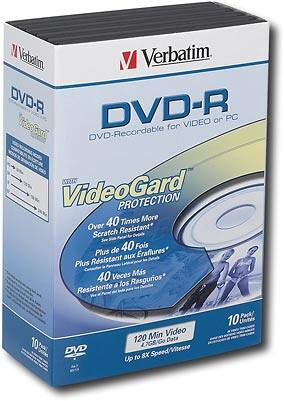 Angle Standard. Verbatim - 10-Pack 8x DVD-R Discs.