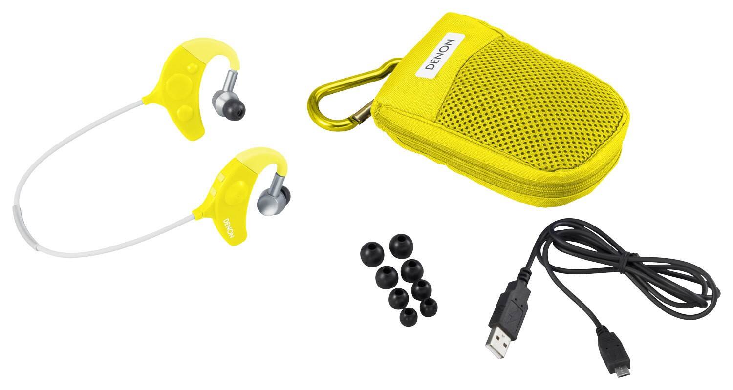 Best Buy Denon Exercise Freak Wireless Clip On Headphones Yellow