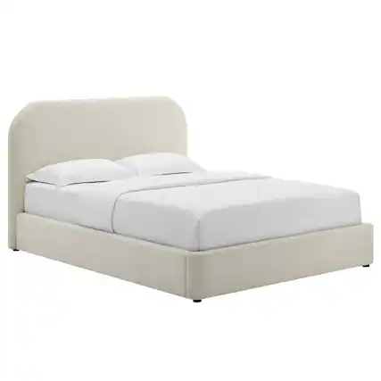 Front. Modway - Keynote Upholstered Fabric Curved Full Platform Bed - White.