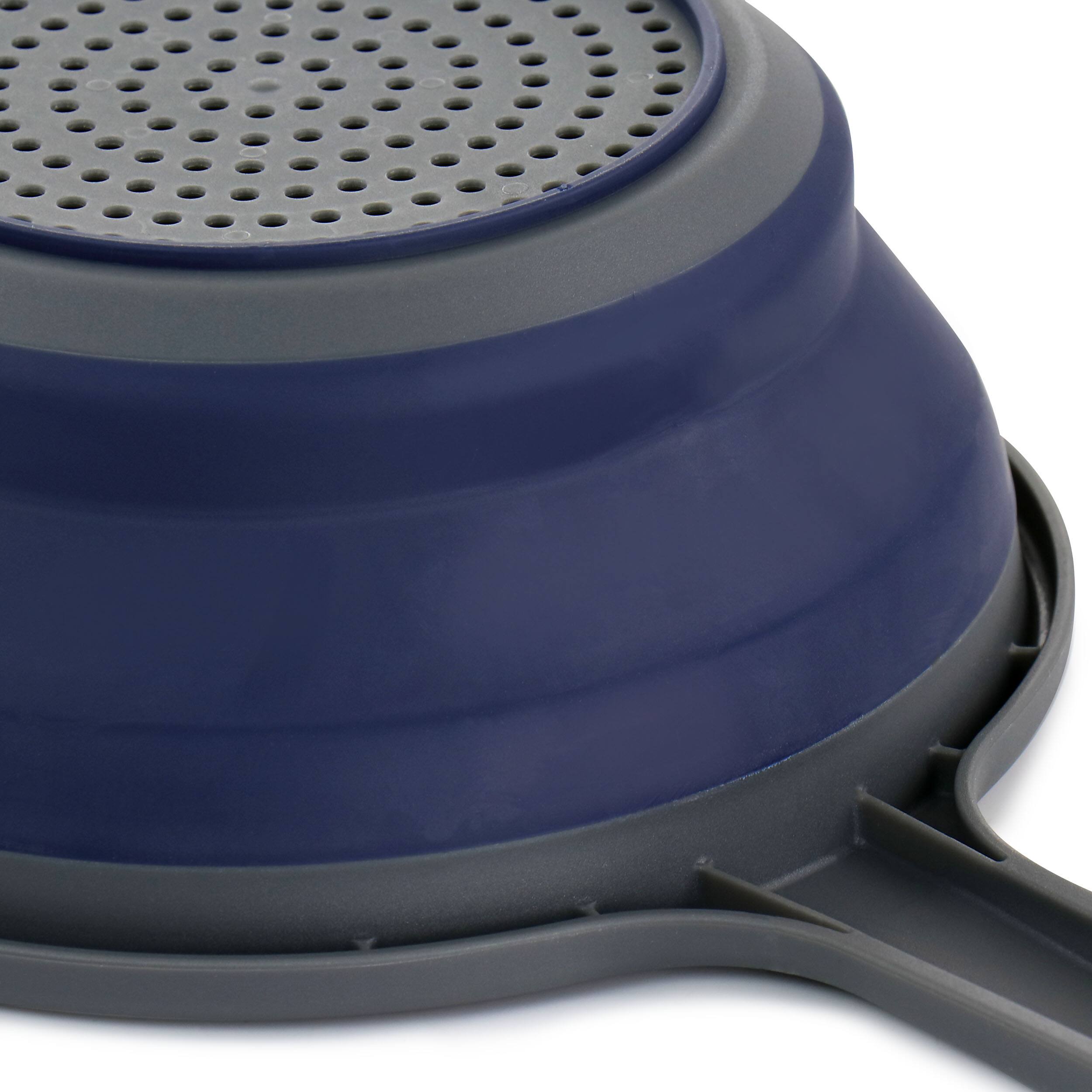 Alt View 4. Oster - Oster Bluemarine Collapsible Polypropylene Colander with Handle in Navy - Blue.
