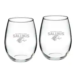 Jardine - Southern Illinois Salukis 2-Piece 21oz. Stemless Wine Glass Set - Multicolor