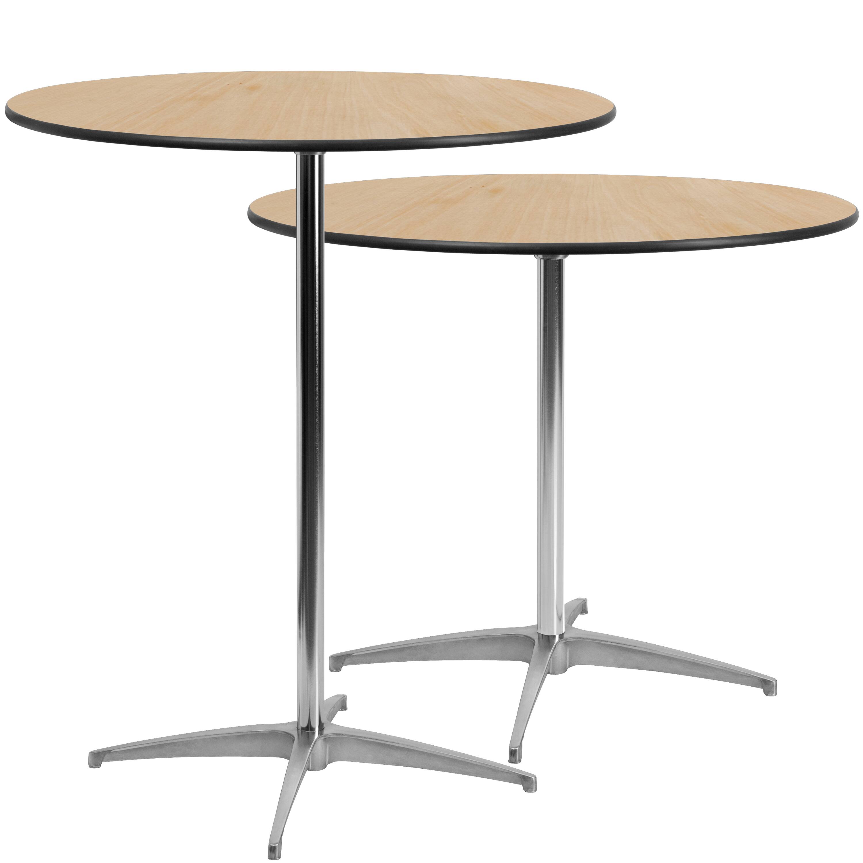 Alt View 7. Emma + Oliver - 36" Round Wood Cocktail Table with 30" and 42" Columns - Natural.
