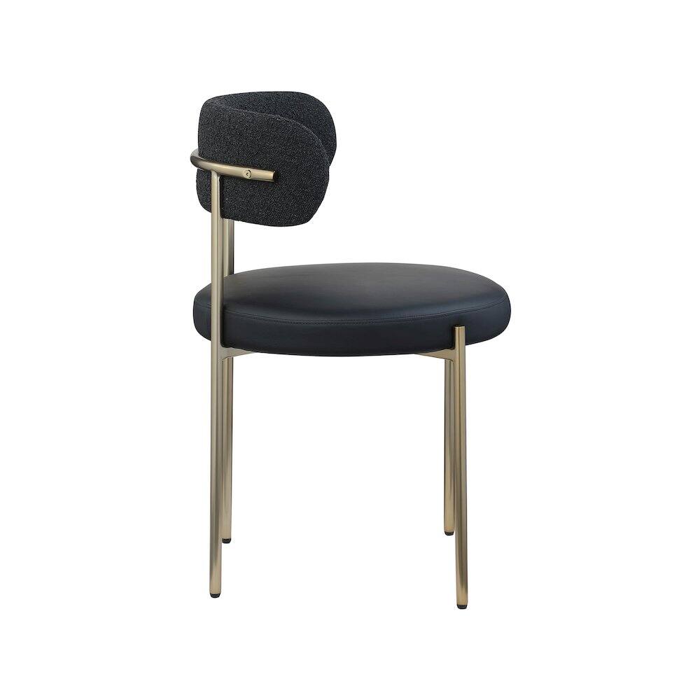 Alt View 3. Meridian Furniture - Beacon Black Vegan Leather and Boucle Fabric Dining Chair, Set of 2 - Black.