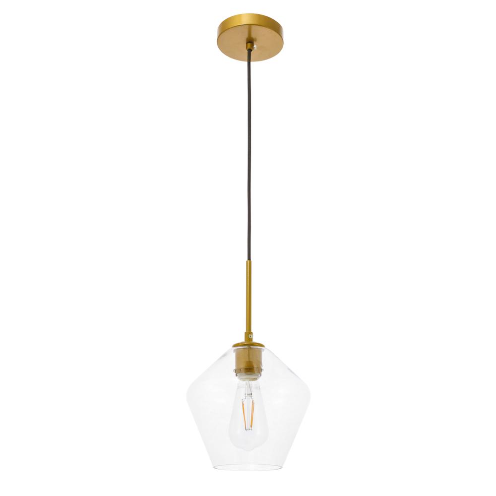 Alt View 1. Living District - Gene 1 light Brass and Clear glass pendant - Brass And Clear Glass.