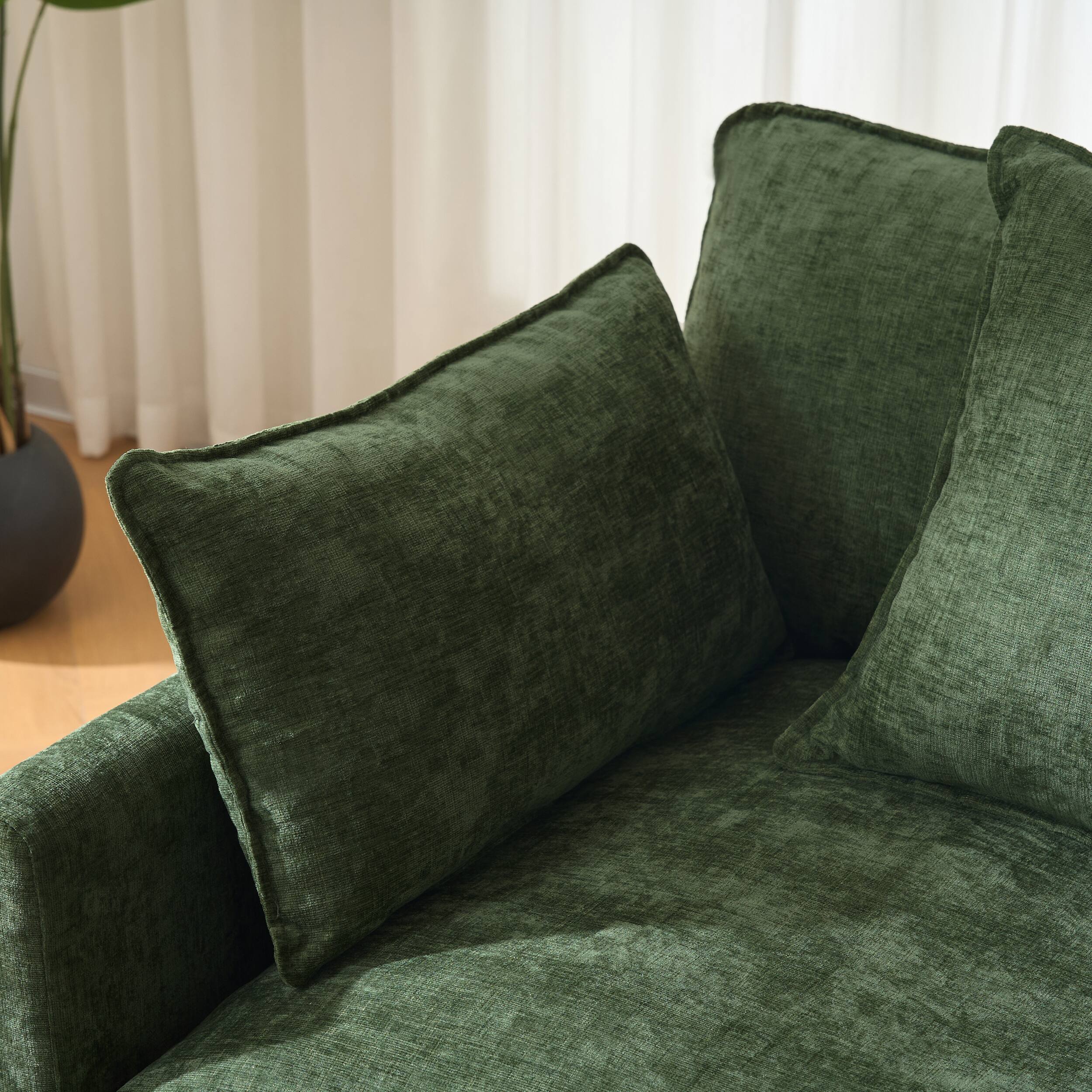 Alt View 9. Meqiodas - 39.4" Modern Accent Chair with Ottoman, Living Room Club Chair Chenille Upholstered Armchair , Reading Chair for Bedroom - Green.