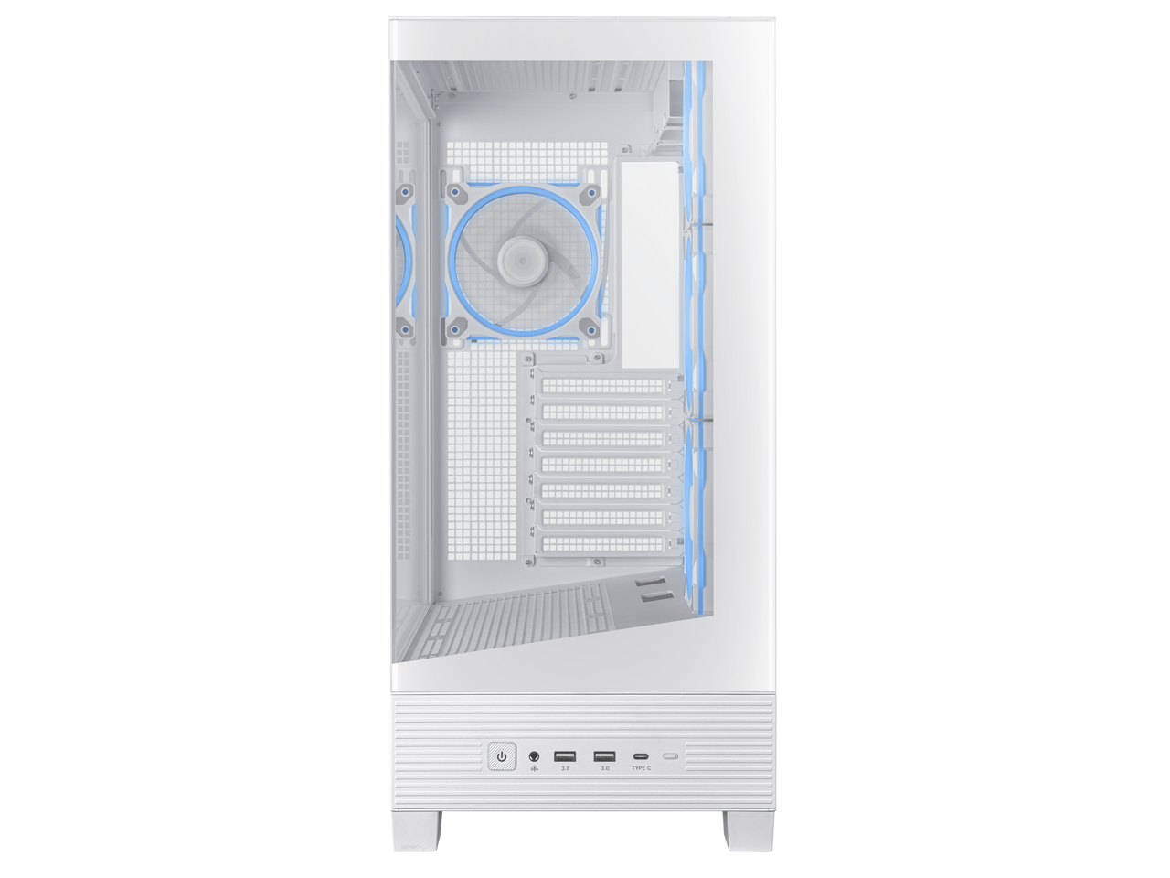 Alt View 5. ASUS - ASUS A31 PLUS ATX Case with panoramic glass, 360mm radiators, 380mm GPU, 4 ARGB fans, hidden BTF connectors - White.