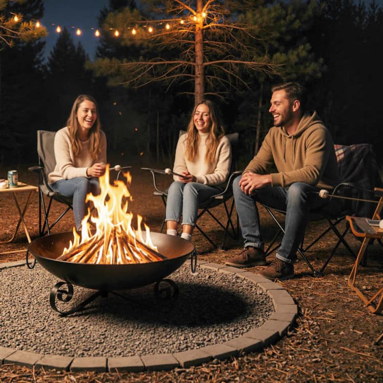 Mondawe 24 Inch Heavy Duty Metal Fire Pit Bowl Outdoor Wood