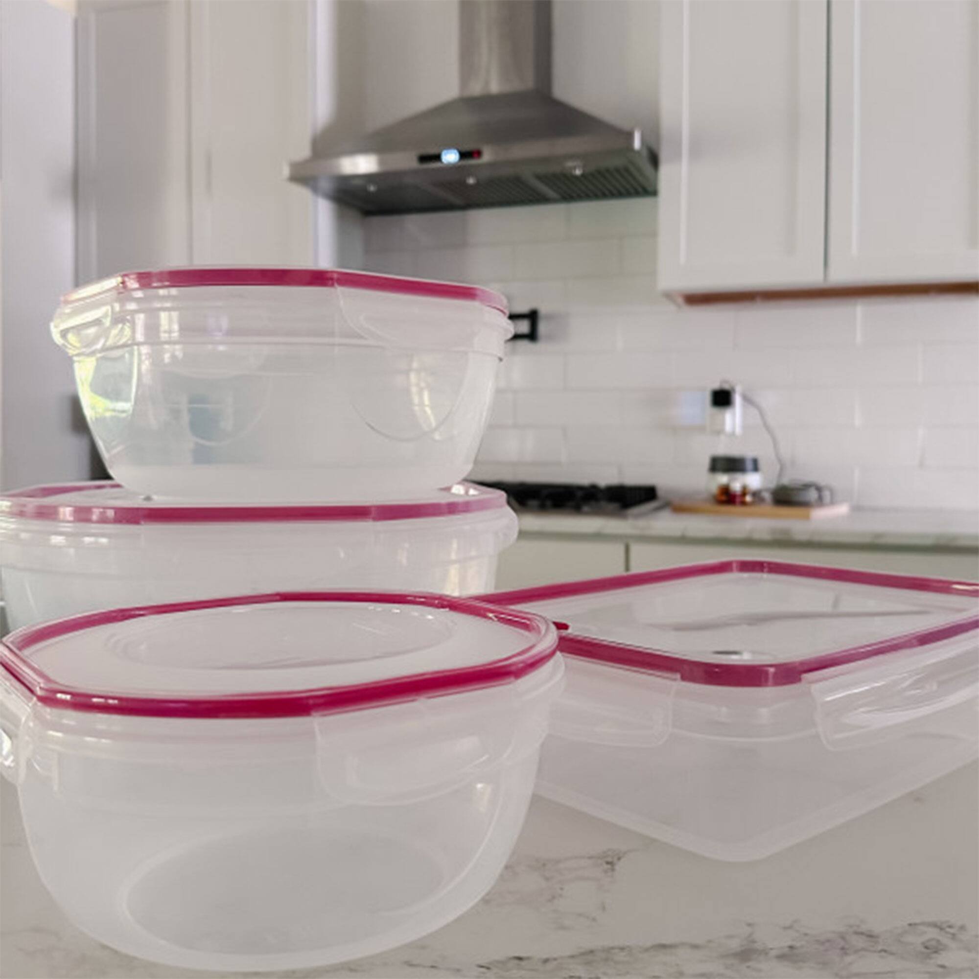 Alt View 5. Sterilite - Sterilite Ultra Seal 8.10 Quart Plastic Food Storage Bowl Container, 2 Pack - Clear/Red.