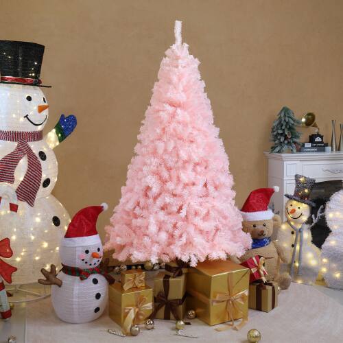 Alt View 10. Winado - 6FT Artificial Christmas Pine Tree Unlit with Branch, Sturdy Metal Stand for Outdoor Indoor Holiday Party Decoration - Pink.