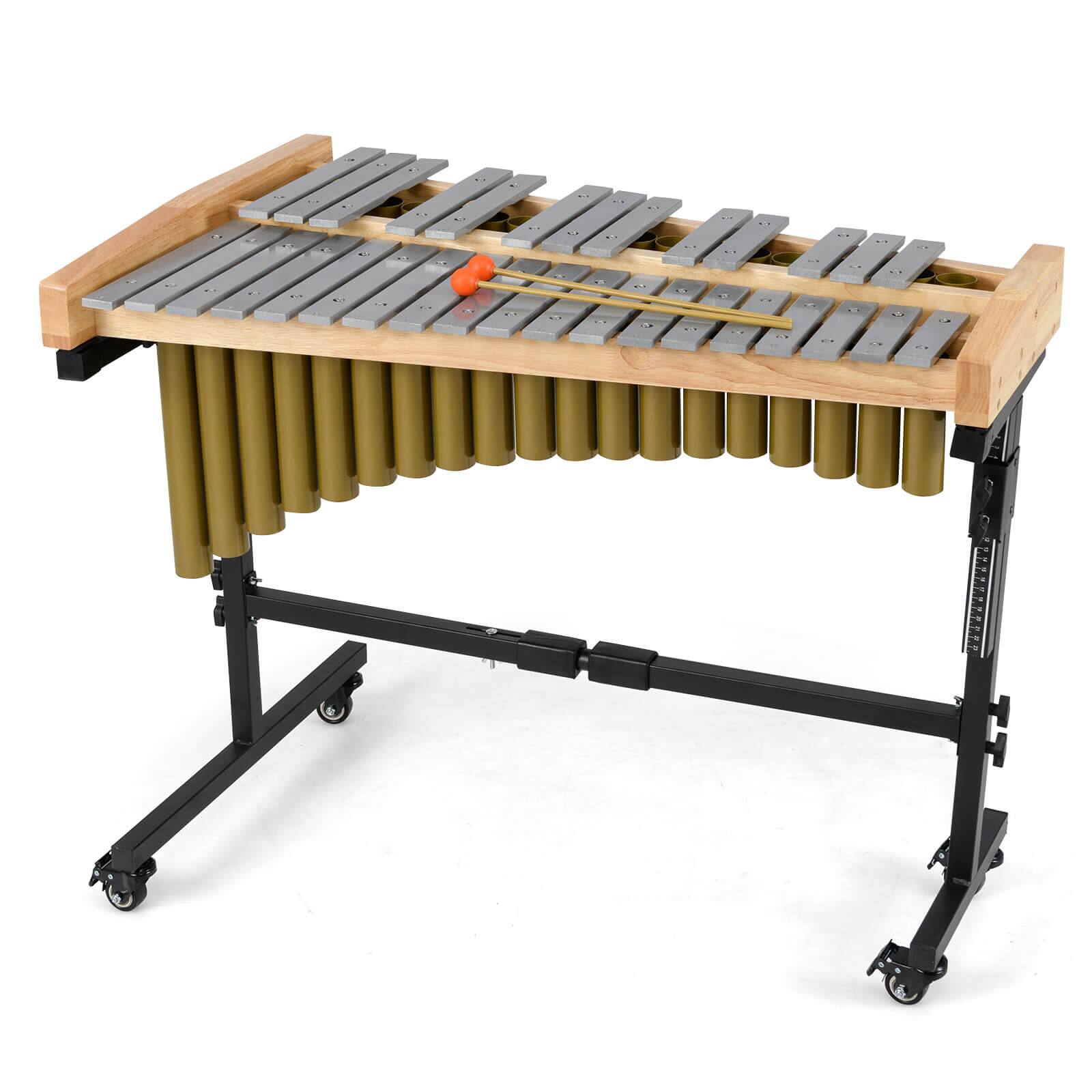 Alt View 9. Costway - Costway 32 Note Marimba with Rubber Wood Base Resonance Tubes Mallets Adjustable Stand - Natural,Gold,Silver,Black.