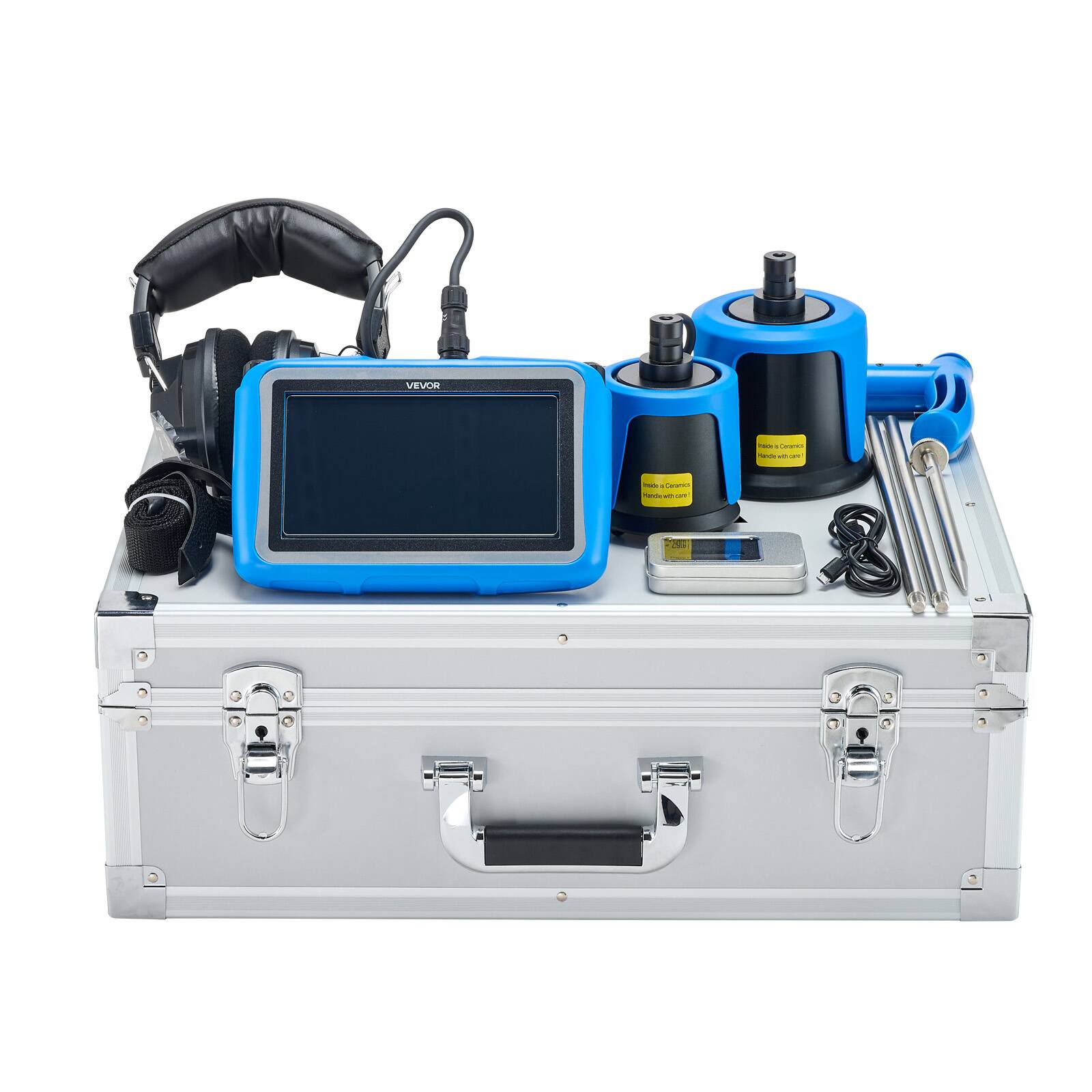 Alt View 5. VEVOR - Pipe Water Leak Detector for Outdoors, 1Hz-10000Hz, 7" Touchscreen Leakage Detection Locator - Blue.