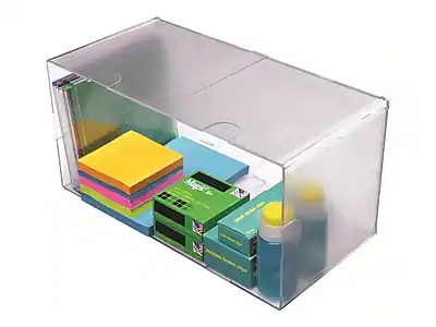 Stackable Cube Shelf Deflecto Cube 1 Compartment Stackable Plastic Compartment Storage Clear ...