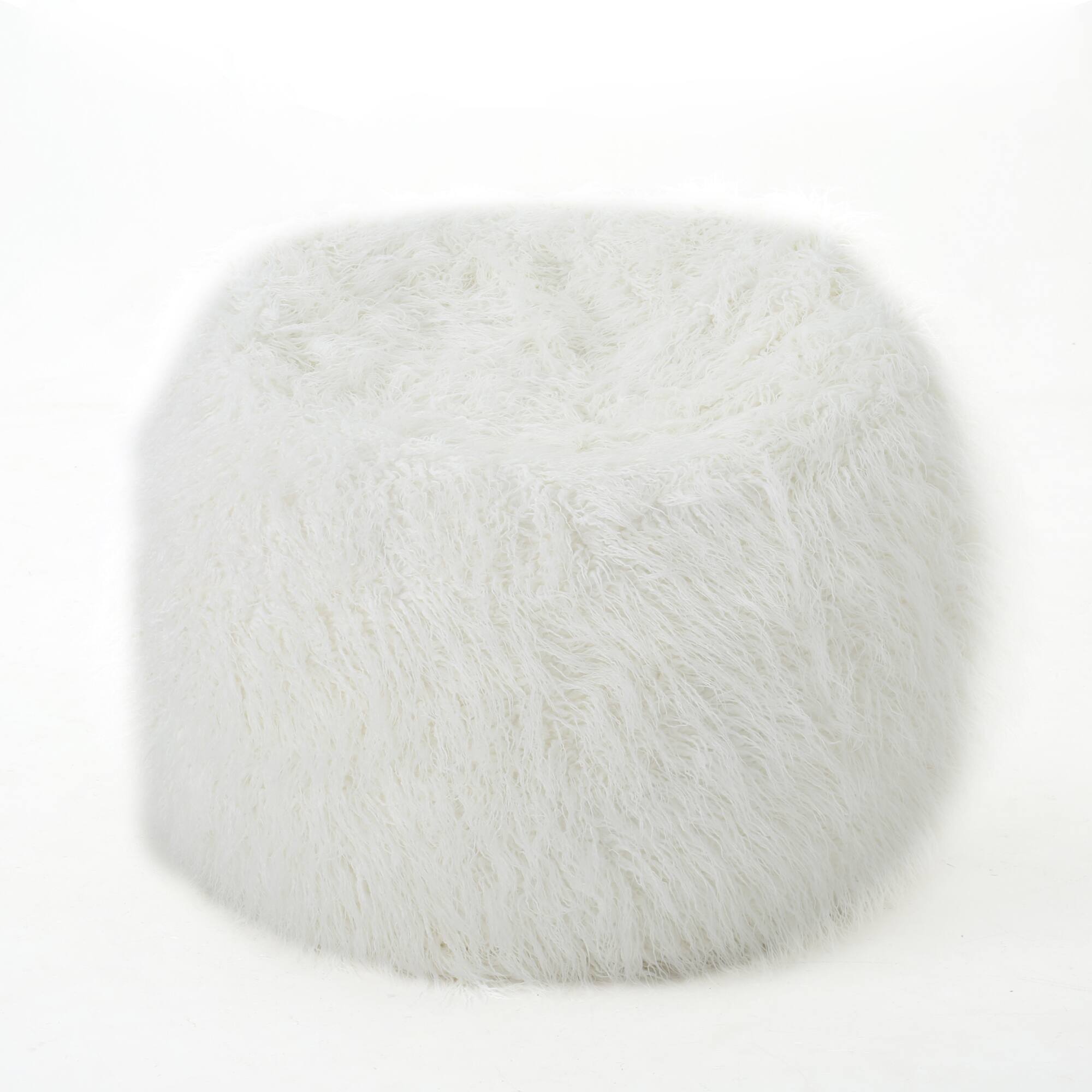 Left. GOODSILO - Luxurious Faux Fur Bean Bag Chair with Removable Cover for Ultimate Comfort and Style - White.