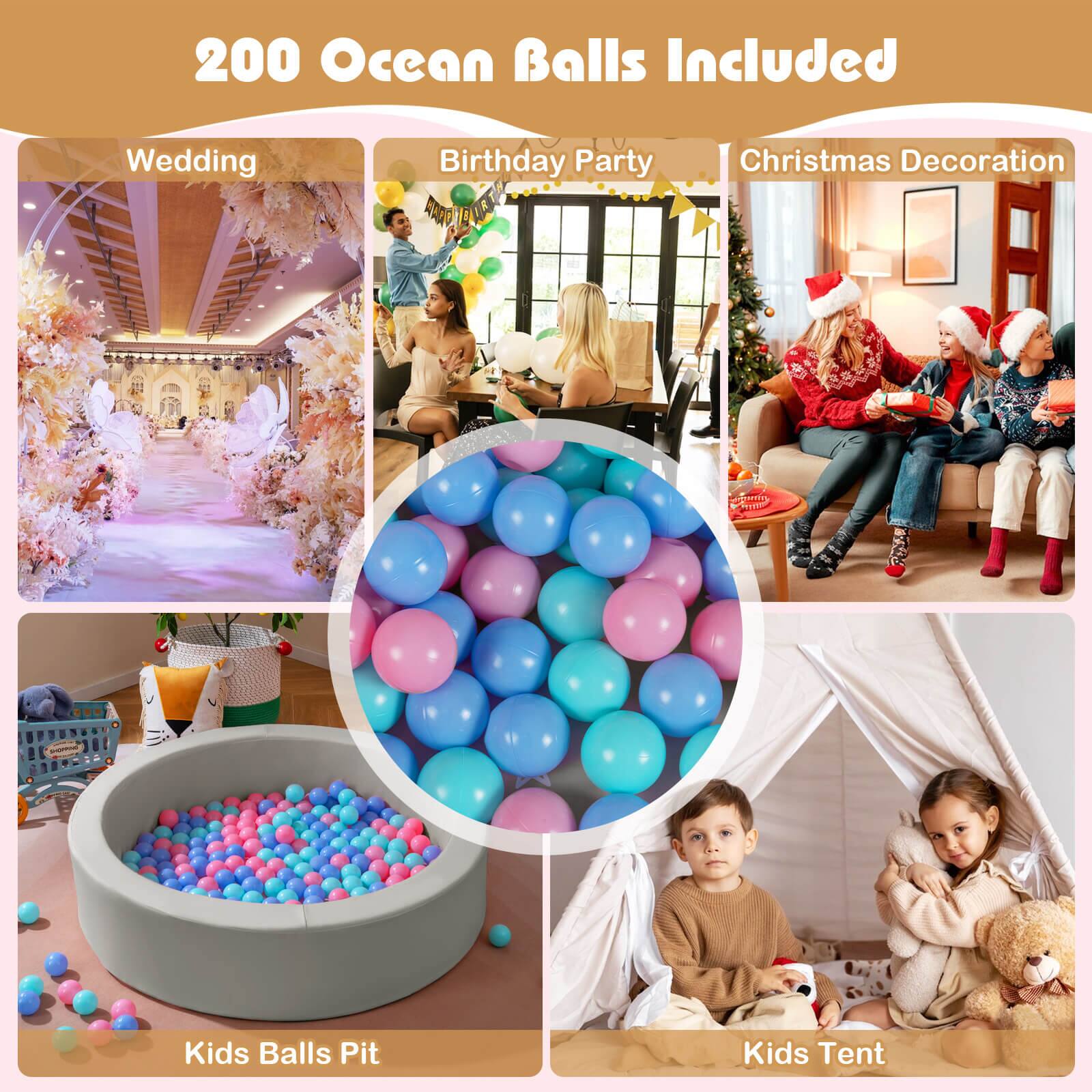 200 Ocean Balls Included Wedding Birthday Party Christmas Decoration - Kids Balls Pit Kids Tent