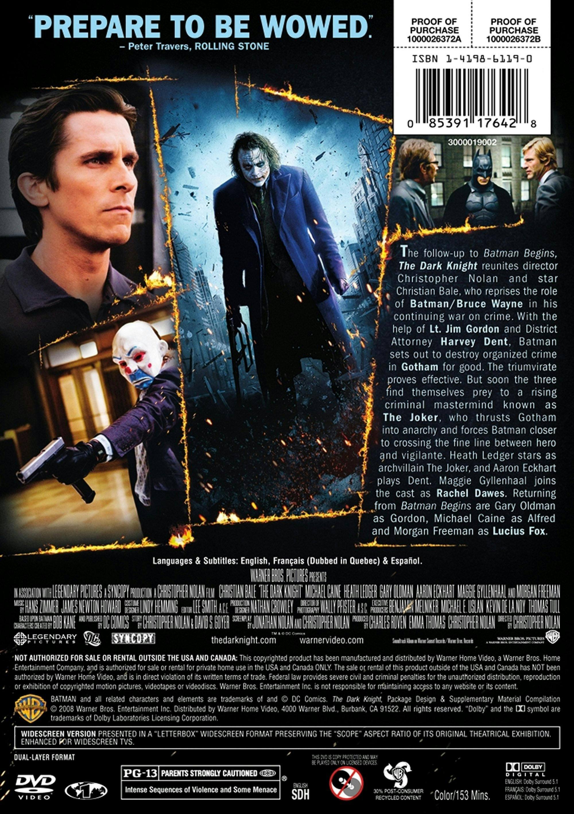 Angle. The Dark Knight (Widescreen) [DVD].