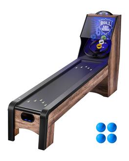 VEVOR - 9' Roll and Score Classic Arcade Game Table, Indoor Skeeball Machine Game Set with LED Electronic Scorer - Wood Grain