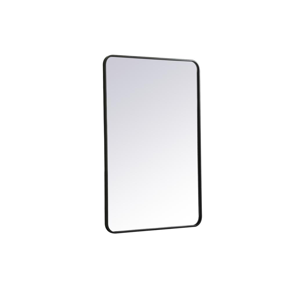 Left. Elegant Decor - Soft corner metal rectangular mirror 28x42 inch in Black - Black.