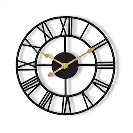 Sorbus - Large Wall Clock for Living Room – 12-Inch Wall Clock – Metal Wall Art – Analog Wall Clock - Black