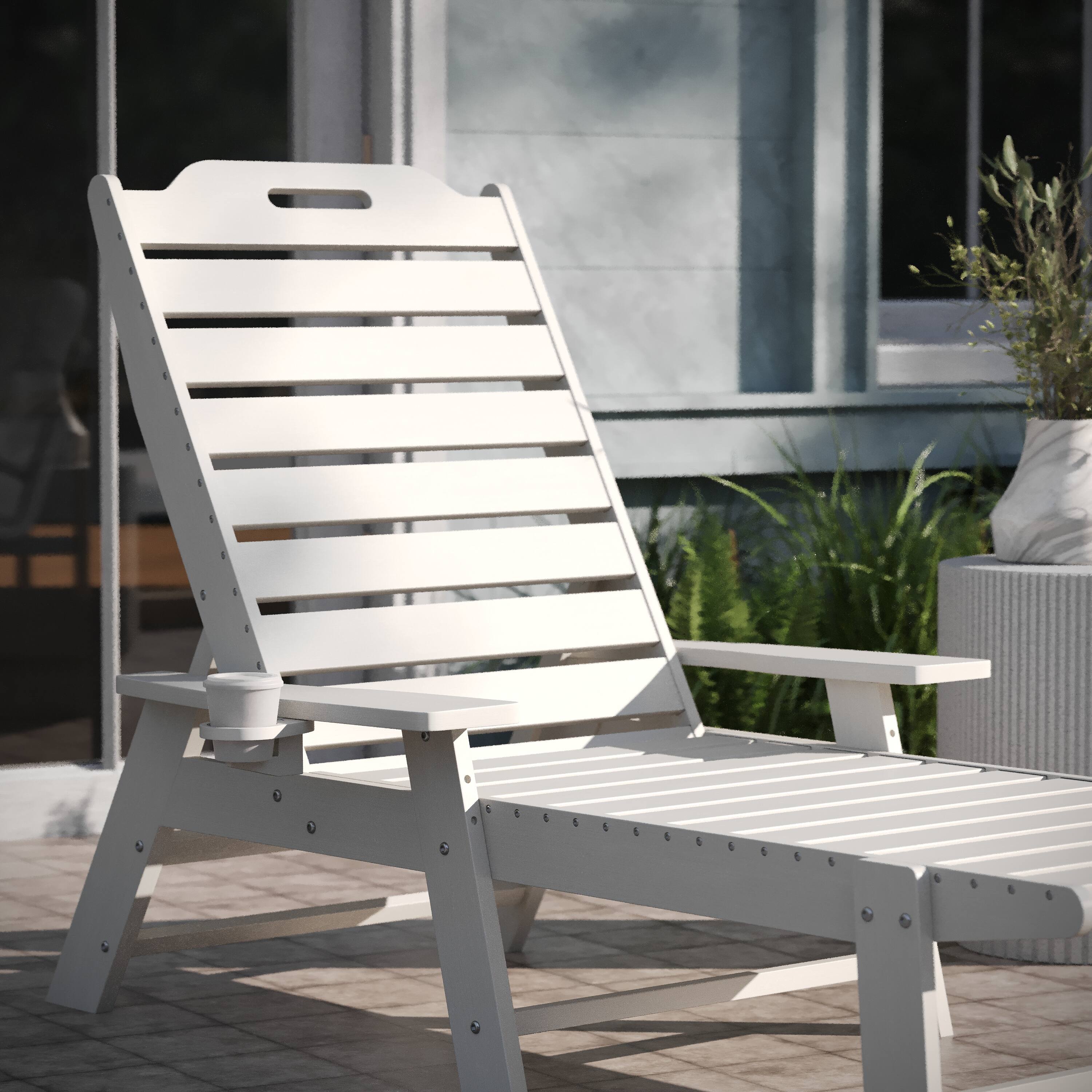 Alt View 5. Emma + Oliver - Ventura Set of 2 Poly Resin Adjustable Adirondack Lounger with Swivel Cup Holder for Indoor/Outdoor Use - White.