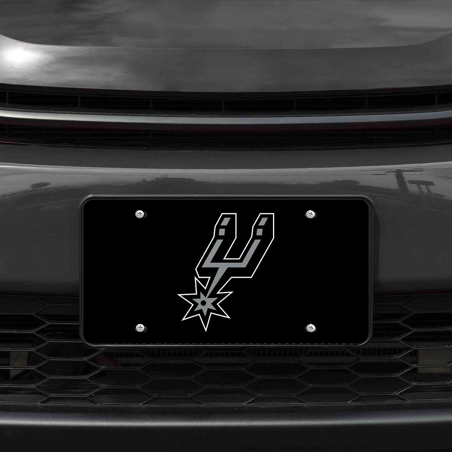 Alt View 1. Rico Industries - San Antonio Spurs Black Mirror Look Acrylic License Plate Laser Tag - Multi.