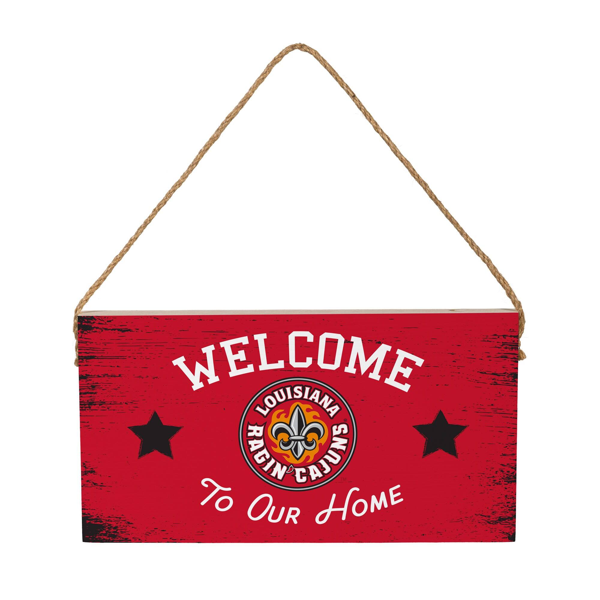 Louisiana Ragin' Cajuns 6" x 11" Welcome Home Wood Wall Sign with Rope Hanger