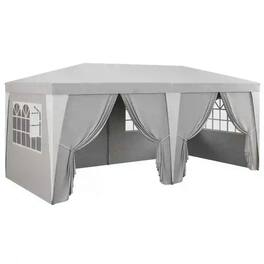 Spaco - 19'x10' Pop-Up Canopy,Removable Sidewalls,Windows,Adjustable Height - Light Gray