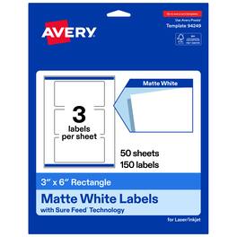 Avery - Avery® Matte Rectangle Labels, 3" x 6", 150 Labels - White