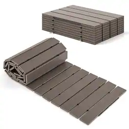 Costway - 8 FT Outdoor Pathway with HDPE Frame Non-slip Surface Metal Wire Connection - Gray