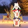 Front. Costway - 5.6 FT Pre-Lit Stacked Snowmen Christmas Decoration with LED Lights Display - Multicolor.