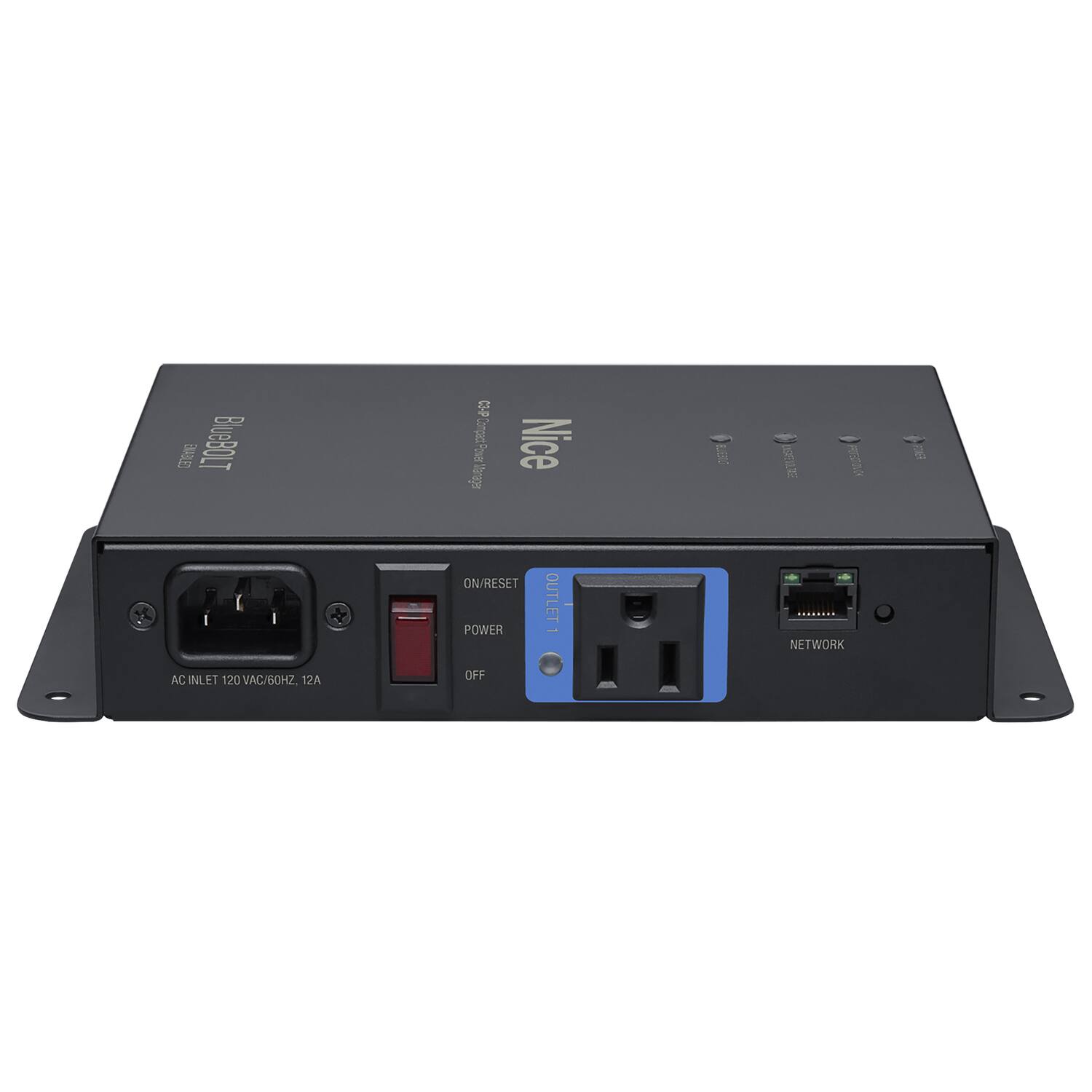 Sure, here is the corrected and grouped text from the image:

- BlueBOLT C-P
- Compatible with Nice
- u3
- 1 H I
- AC INLET 120 VAC/60HZ. 12A
- ON/RESET POWER OFF OUTLET1 NETWORK

- BlueBOLT
- BlueBOLT
- BlueBOLT
- BlueBOLT
- BlueBOLT
- BlueBOLT
- BlueBOLT
- BlueBOLT
- BlueBOLT
- BlueBOLT
- BlueBOLT
- BlueBOLT
- BlueBOLT
- BlueBOLT
- BlueBOLT
- BlueBOLT
- BlueBOLT
- BlueBOLT
- BlueBOLT
- BlueBOLT
- BlueBOLT
- BlueBOLT
- BlueBOLT
- BlueBOLT
- BlueBOLT
- BlueBOLT
- BlueBOLT
- BlueBOLT
- BlueBOLT
- BlueBOLT
- BlueBOLT
- BlueBOLT
- BlueBOLT
- BlueBOLT
- BlueBOLT
- BlueBOLT
- BlueBOLT
- BlueBOLT
