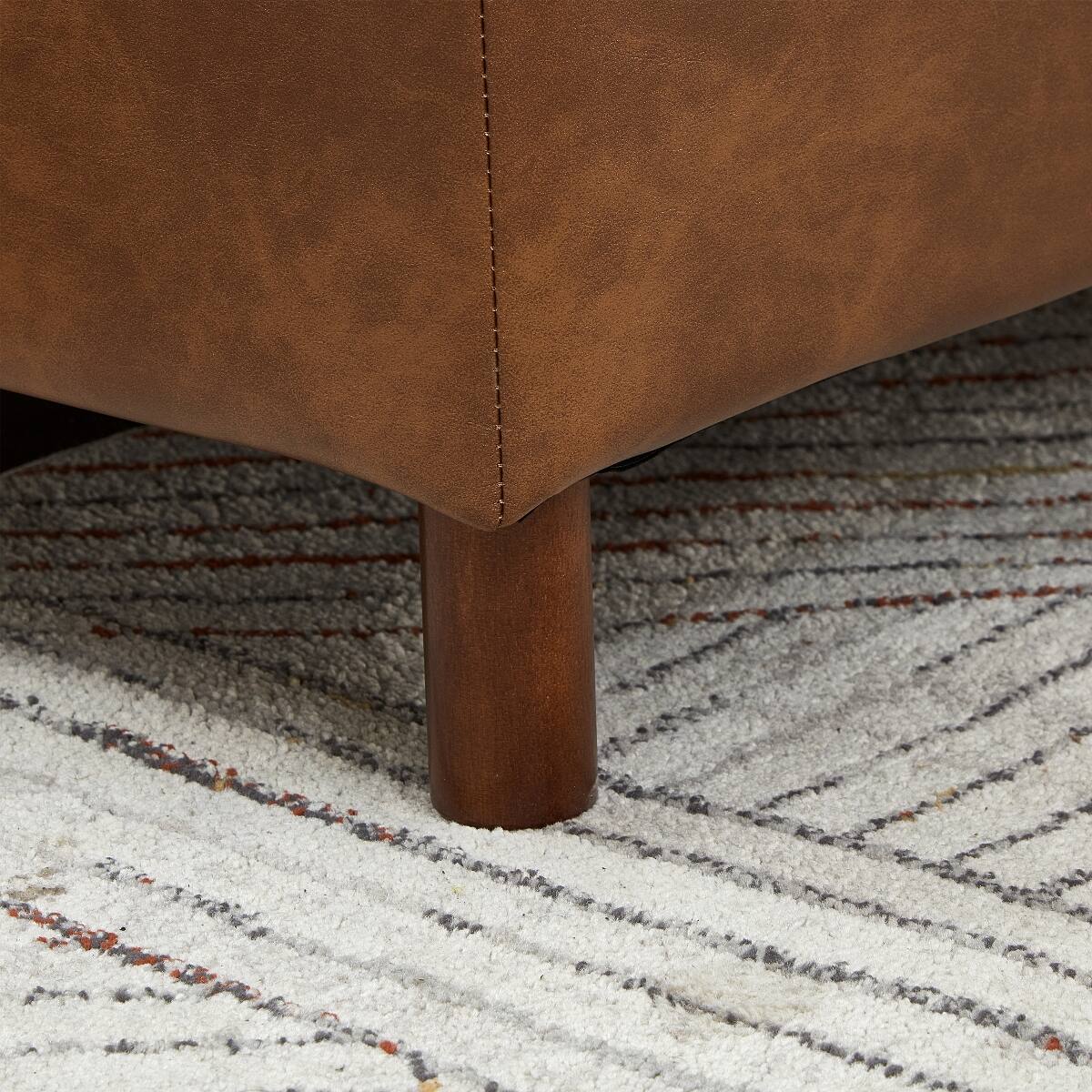 Alt View 1. Ropilly - Ropilly 112 Inch Faux Leather Sofa Brown Three Seat Living Room Couch with Wood Legs - Brown.
