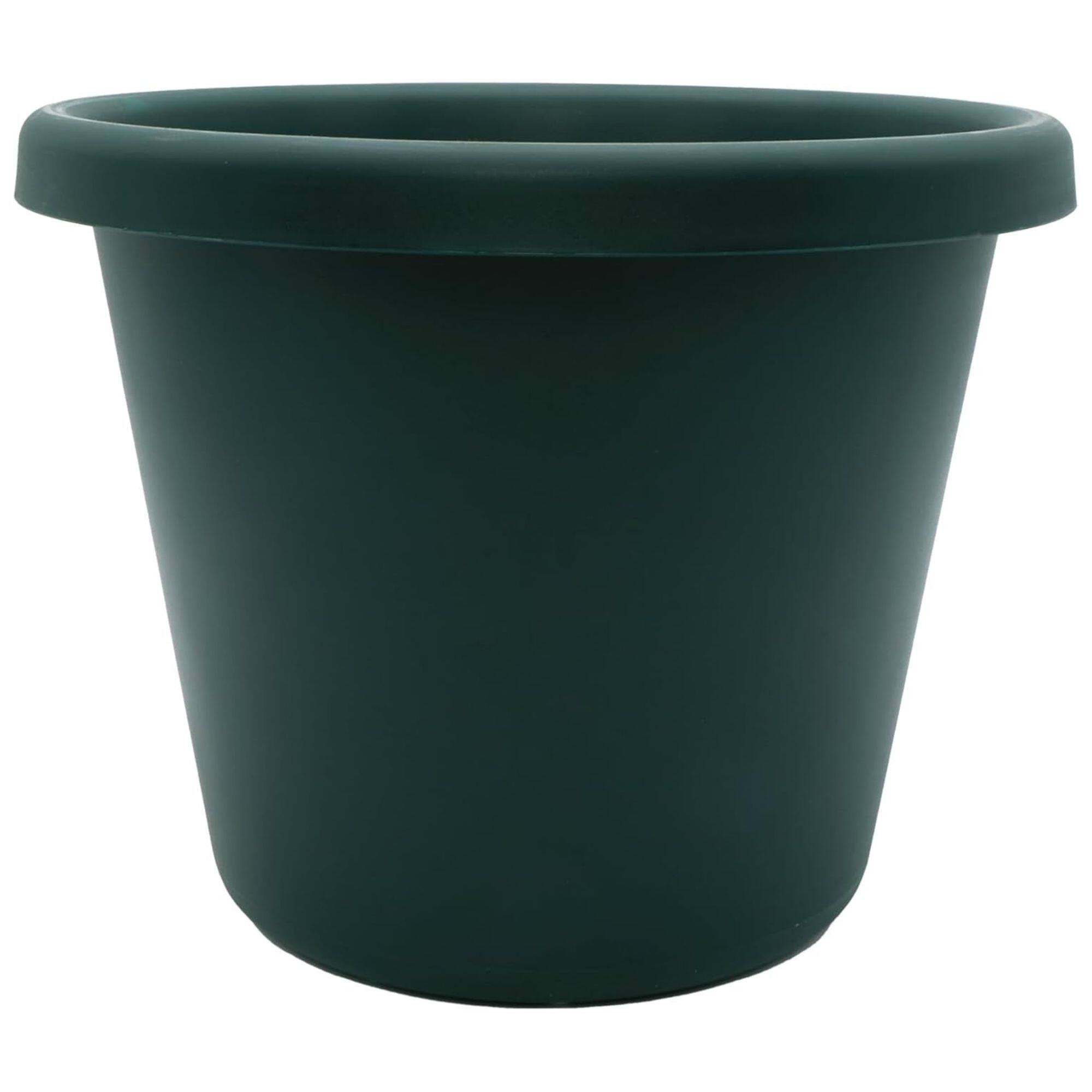 Front. The HC Companies - The HC Companies 17 Inch Round Classic Planter, Plastic Plant Pot, Evergreen.