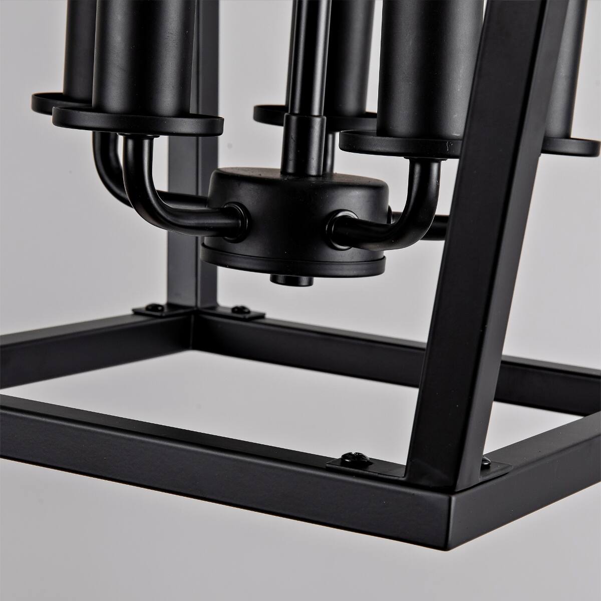 Alt View 1. Loheer - Loheer 5 Light Farmhouse Lantern Chandelier, Matte Black Open Cage for Dining Room.